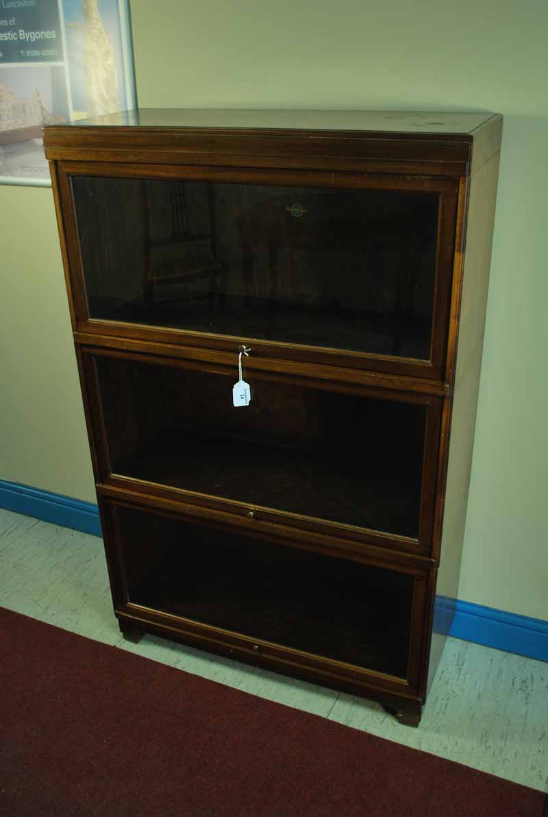 An Art Deco Globe Wernicke mahogany three tier stacking sectional Bookcase 134.5cm H