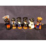 A set of six Carlton ware Golly figures, each inscribed, 'Trial' to the underside