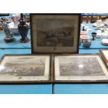 The Grand Leicestershire Fox Hunt, a part set of three Aquatints after Hunt and Alken junior