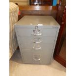 A bisley steel four drawer office stationery cabinet