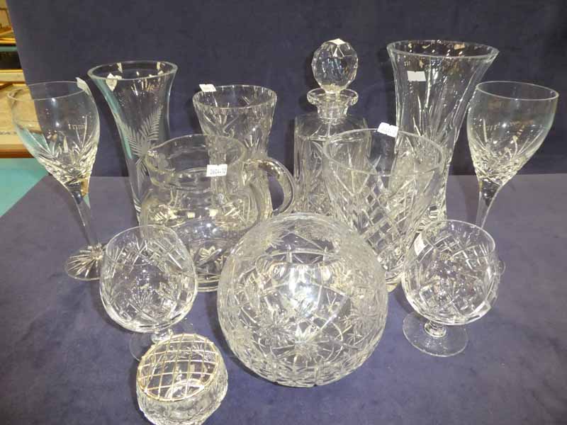 Twelve items of mixed crystal table glassware