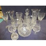 Twelve items of mixed crystal table glassware