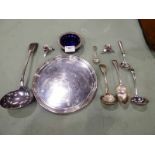 Ten items of silver plated ware inlcuding cutlery and ladles