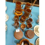 Nineteen items of Nelson pottery, tankards, jugs and Hornsea Saffron ware