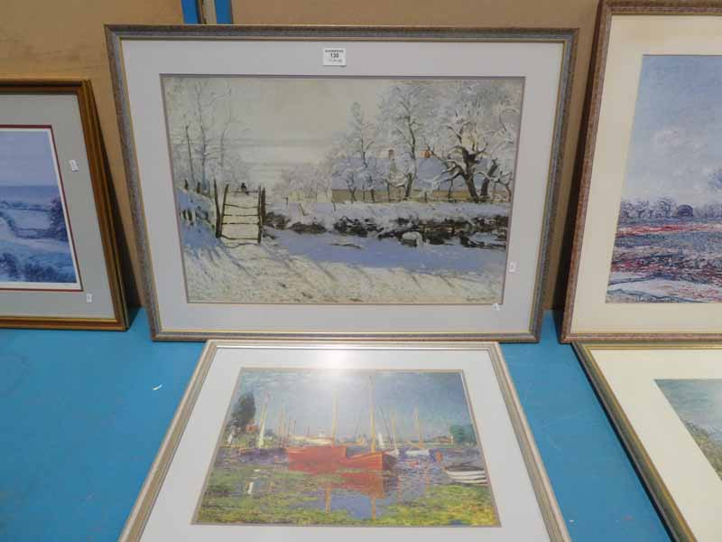 Two framed modern prints after Monet