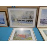 Two framed modern prints after Monet