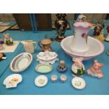 Fifteen items of mixed ceramics to include Jug & Bowl, Nat West pigs, whisky jug, condiment set etc