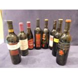 Eight bottles of mixed world red wines