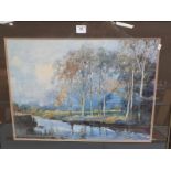 A Heaton Cooper framed print, river scene