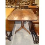 An early 19th century mahogany rectangular tilt top occassional table on triform support