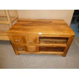 A modern hardwood media cabinet