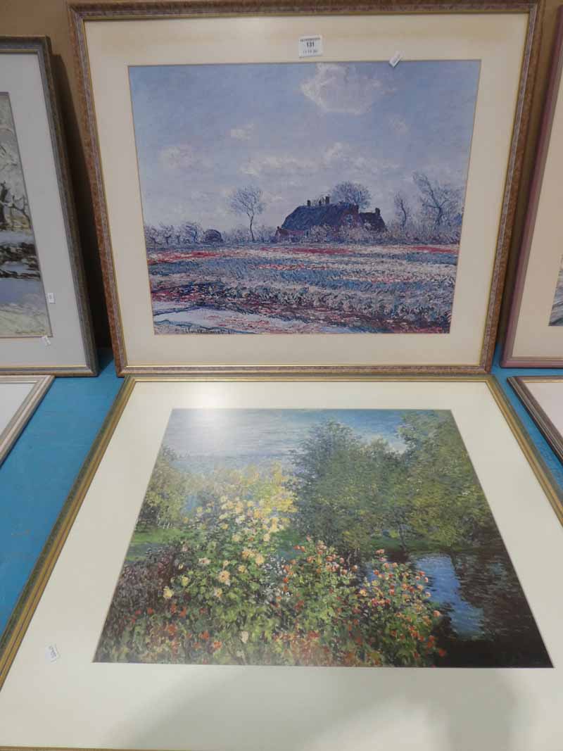 Two framed modern prints after Monet