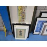 Eight assorted framed prints