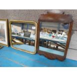 A Chippendale style walnut frame wall mirror and a gilt framed example