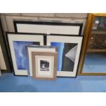 A pair and four modern framed prints