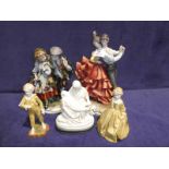 Capo di Monte flamenco dancers, boy & girl, resin Michaelangelo pieta and two Royal Worcester