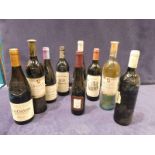 Eight bottles and a half bottle of French red and white table wines20-30