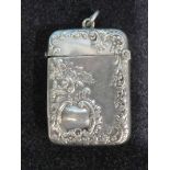 A Victorian silver vesta case, foliate embossed