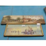 A pair of unframed 19th century Oils on Canvas depicting Southern Counties Urban and Rural Street