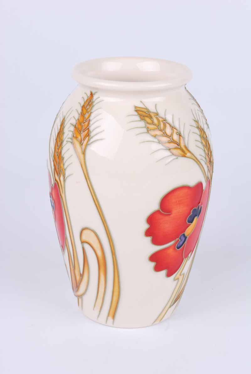 A Moorcroft obovoid vase with shallow everted rim in the Harvest Poppy pattern by Emma Bossons, with