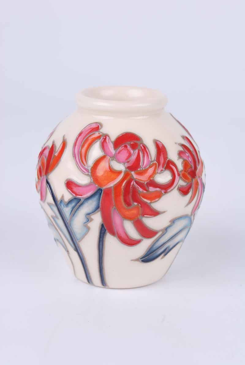 A Moorcroft miniature Chrsanthemum vase representing November in the Floral Months series from - Image 3 of 4