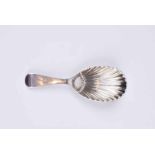 A George V old english pattern silver caddy spoon with shell shaped bowl, Sheffield 1931 by