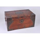 A 19th Century Indian rosewood dowri chest with Bidriware strap work, corner braces and paterae