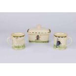 Three Carltonware pieces - golly butter dish (sample) & two golly tankards (trial)