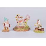 Three Royal Doulton disney characters 'Grumpy's Bathtime', 'Sleepy' & 'Bashful's Melody'.