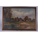 Harold Vernon (19th century) oil on canvas 'A Sussex Village', signed lower right and titled