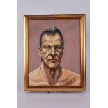 After Lucian Freud 'Reflections' self portrait signed Dominic K verso 35cm x 27cm