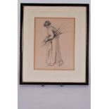 W.How (early 20th Century) 'The Faggot Gatherer' signed verso and dated 8.2.18., pecil 22 x 17cm