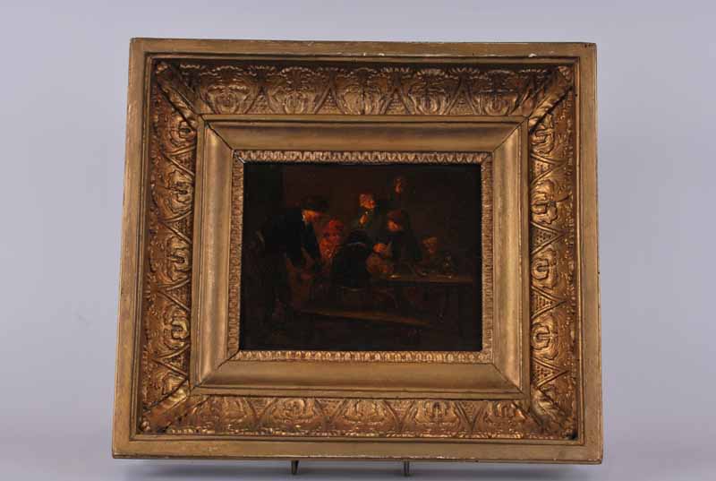 Follower of Adriaen Brouwer (Oudenarde Circa 1605-1638) Tavern Interior oil on panel, 14.5 x 18.5cm