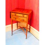 A George III mahogany narrow Pembroke table, with two graduated drawers surmounting square