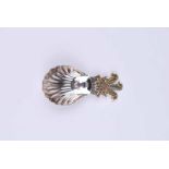 A Royal Wedding souvenir silver caddy spoon with gilt Prince of Wales feathers to celebrate the