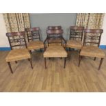 Set of six Regency mahogany dining chairs, five chairs one carver with Prince of Wales feathers to