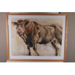 *Pat Ellacot (b.1926) 20th/21st century pastel on oiled paper. Study of Charolais bull