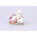 Royal Crown Derby Meadow Rabbit paperweight, with gold stopper 7.5 cm H