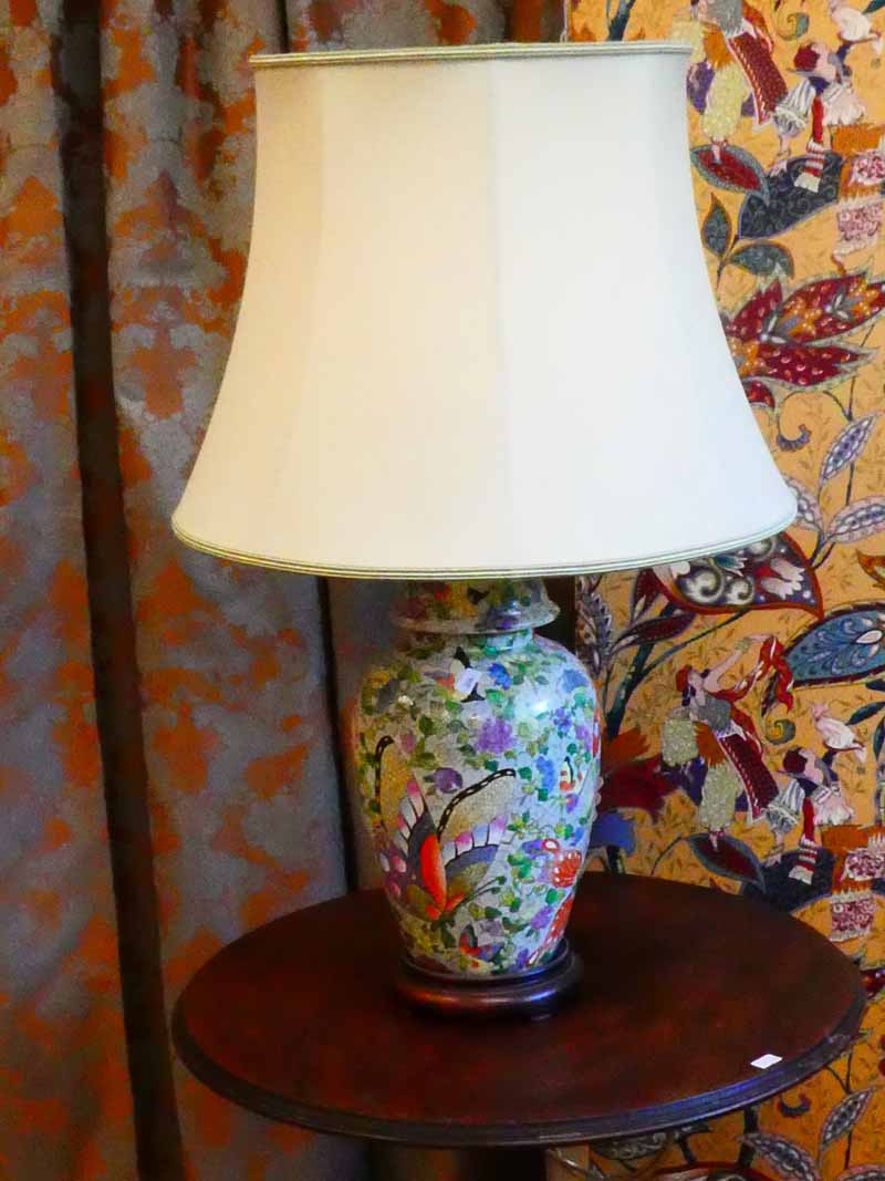 A pair of modern famille rose oriental lamps (2)