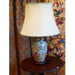A pair of modern famille rose oriental lamps (2)