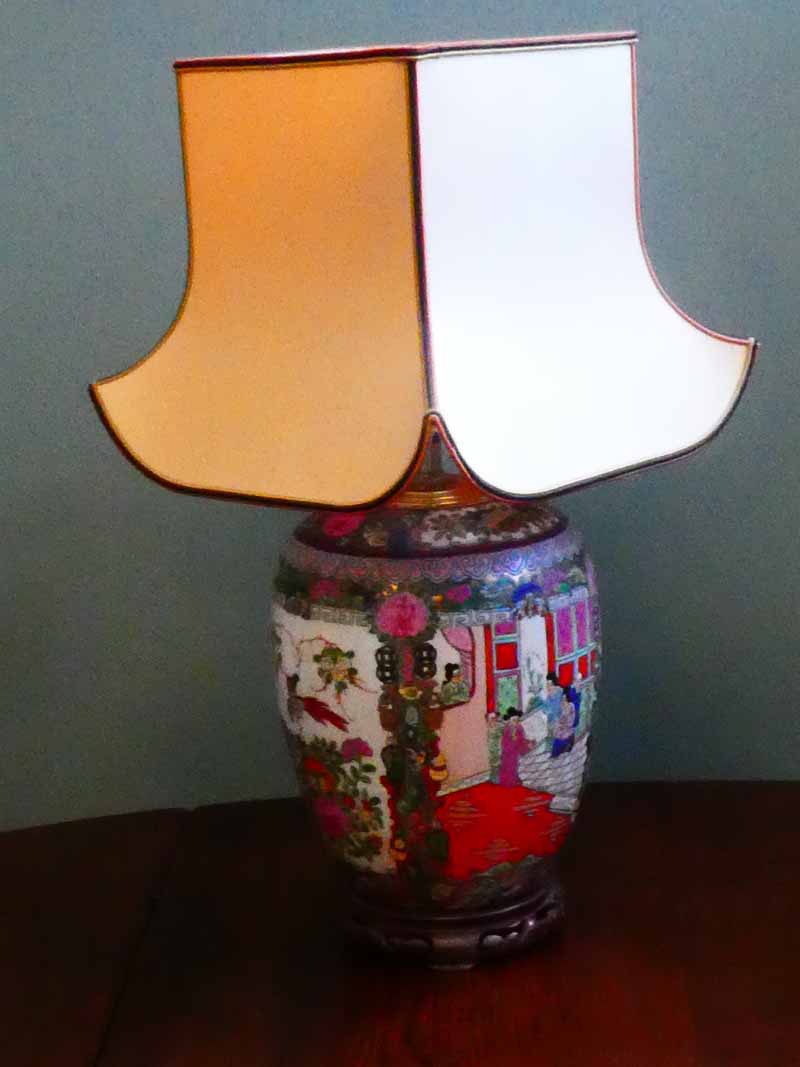 A pair of modern famille rose oriental lamps (2) - Image 2 of 2