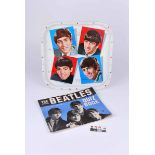 The Beatles Quiz Book compiled by Jack House plus an original enamelled rounded corner tray