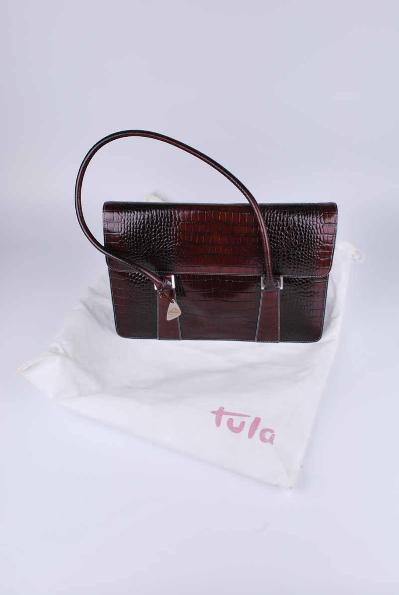 A Tula vintage crocodile skin handbag with turquise lining, complete with original dust bag - Image 2 of 2