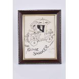 Jean Walmsley Heap signed illustration 'The Bone Shaker' dedicated to Joyce 20cm x 15cm framed and