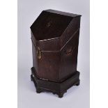 An early George III oak knife box on stand (interior missing) 52cm H