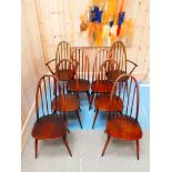 A set of eight Ercol arch back Windsor chairs