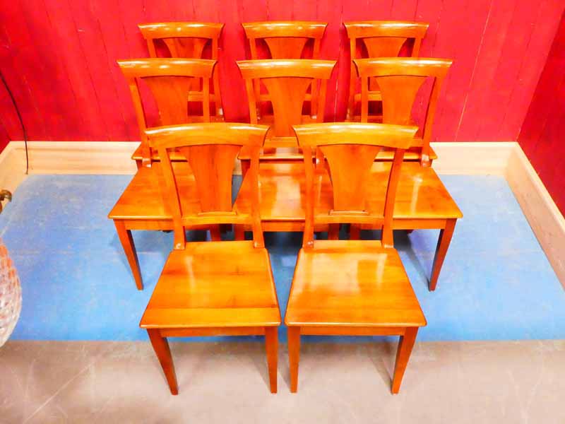 A set of eight walnut Biedermeier dining chairs with flared splat 90cm H - Image 2 of 2