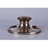 A George V silver oversize capstan inkwell, Birmingham 1912 by A. & J. Zimmerman Ltd., complete with