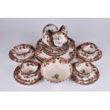 A Copeland Spode porcelain Imari eight setting tea set of ribbed form comprising eight cups, saucers