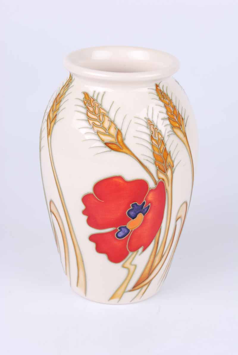 A Moorcroft obovoid vase with shallow everted rim in the Harvest Poppy pattern by Emma Bossons, with - Image 2 of 2